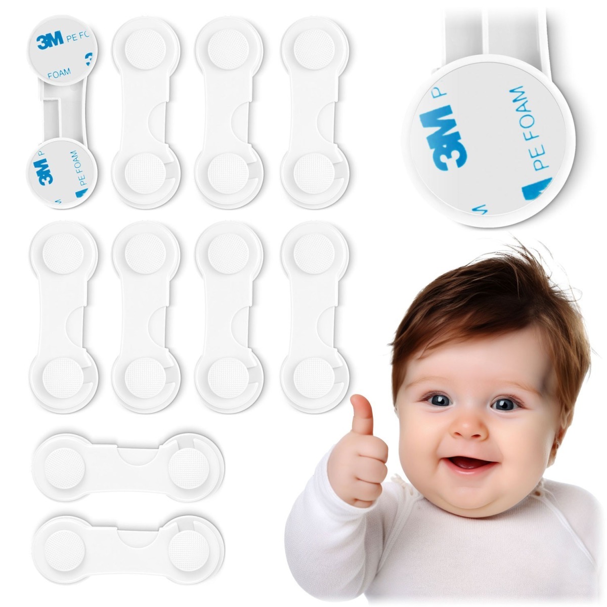 Ricokids 798300 skapīšu atvēršanas drošības slēdzene, 10 gab., balta