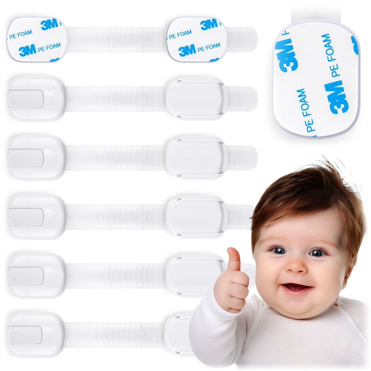 Ricokids 798100 skapīšu atvēršanas slēdzenes, 6 gab., baltas