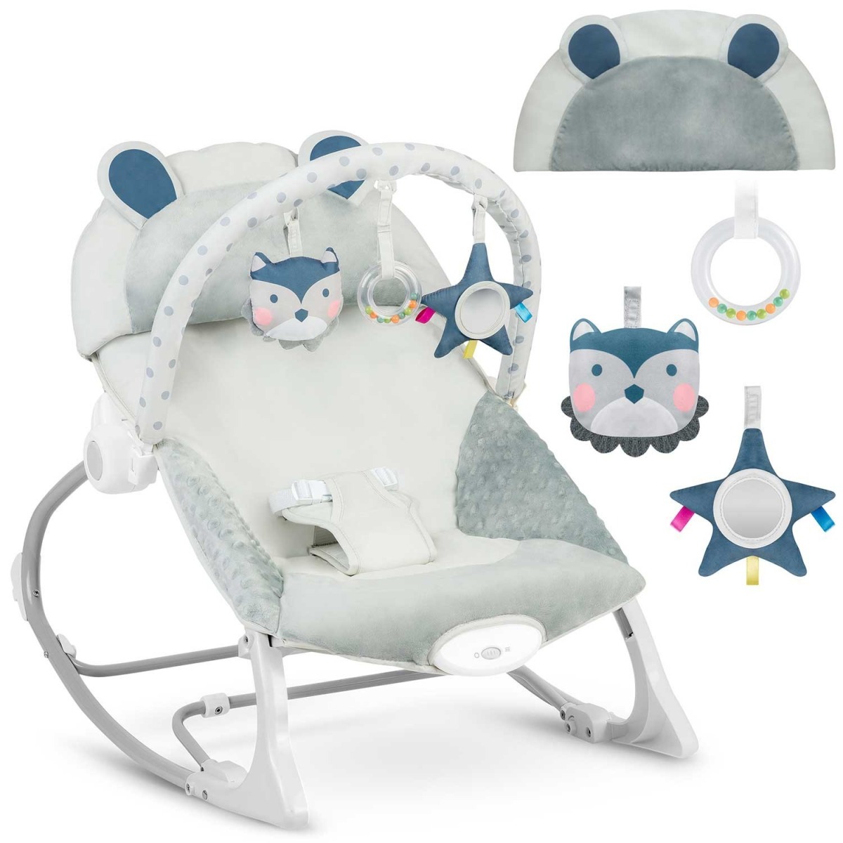 Ricokids šūpuļkrēsls mazulim ar vibrāciju — pelēks