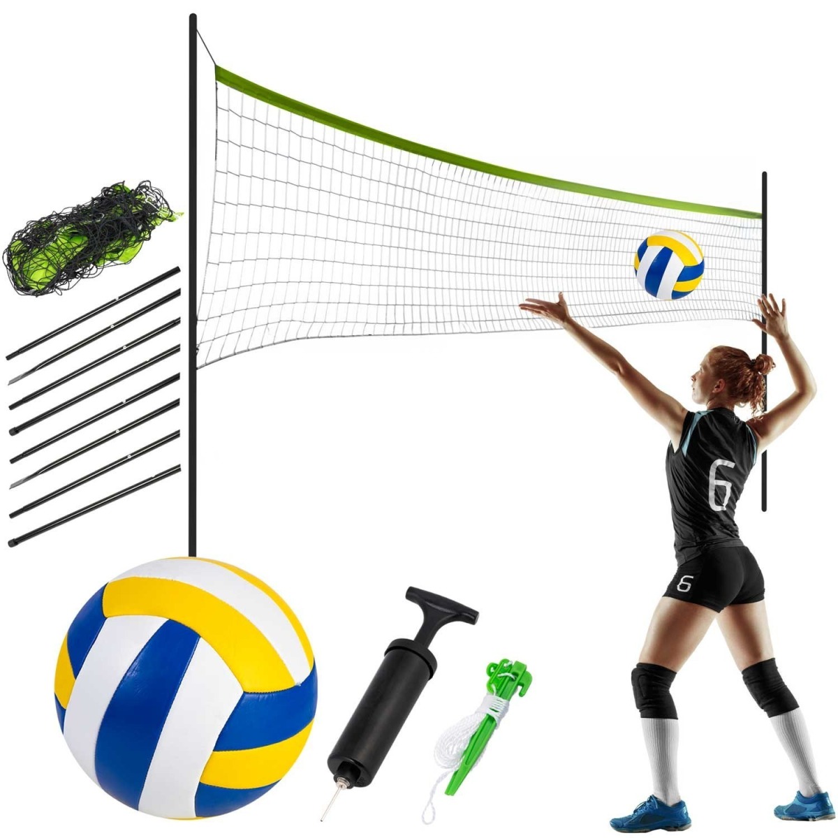 1m|Tīkls un rāmis volejbolam un badmintonam, 570 cm