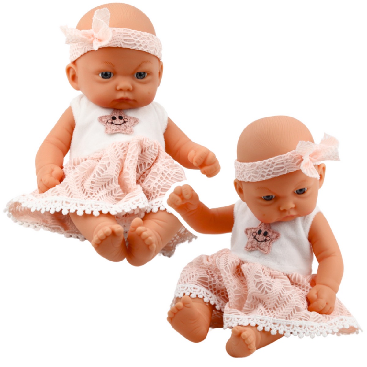 Lelle rozā mežģīņu kleitā, 24 cm