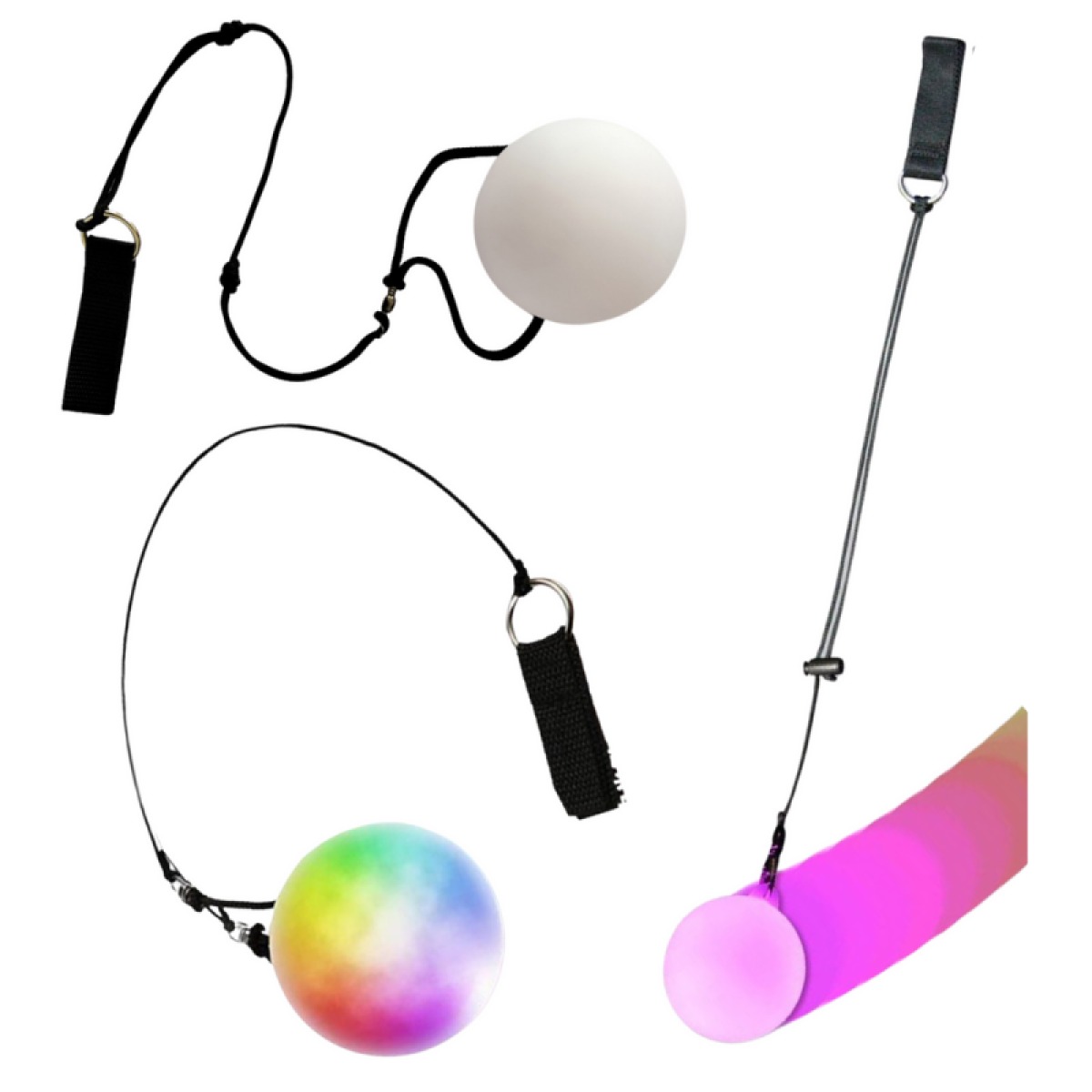 Žonglēšanas bumbiņas ar optisko šķiedru un LED apgaismojumu, 2 krāsas