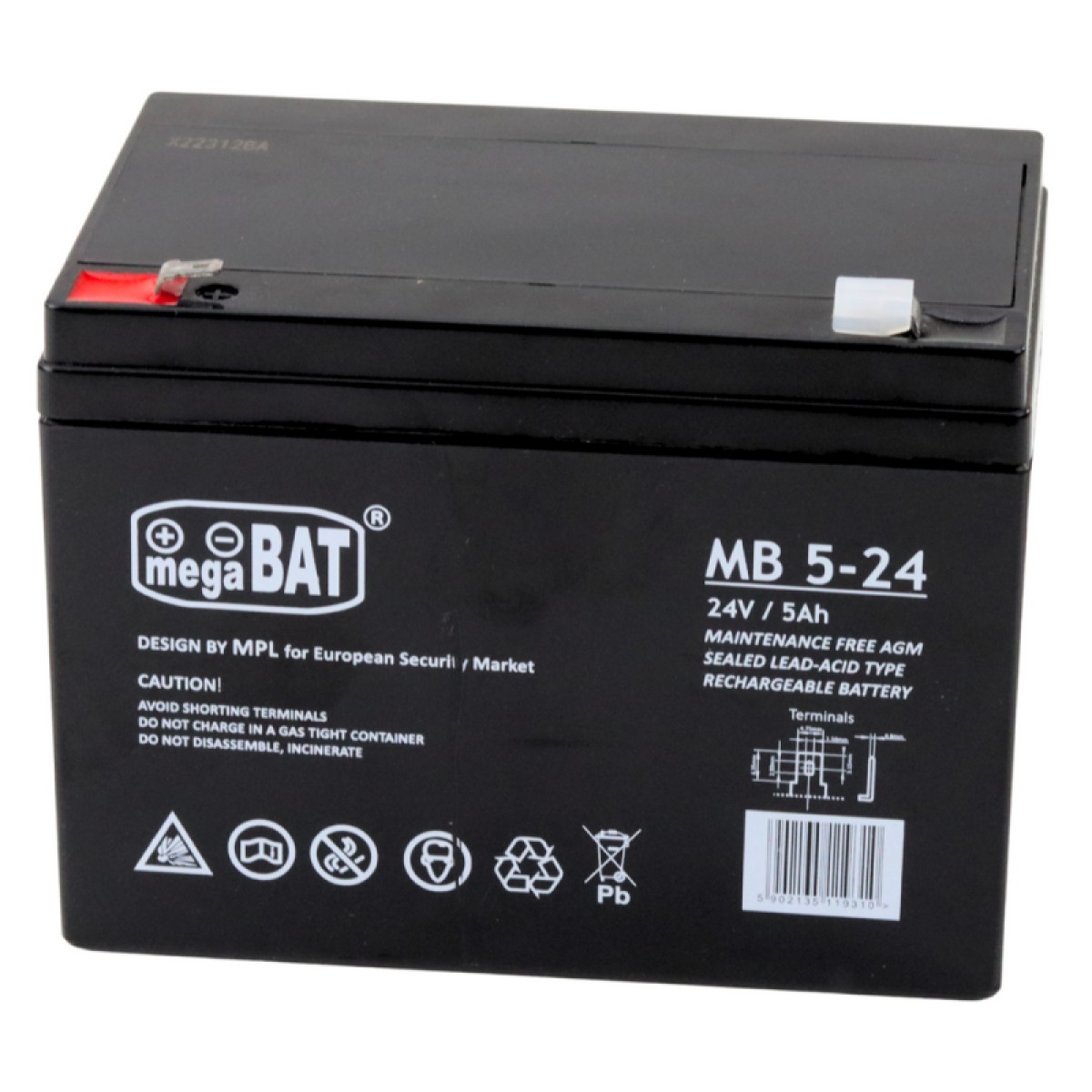 AGM gēla akumulators 24 V 5 Ah