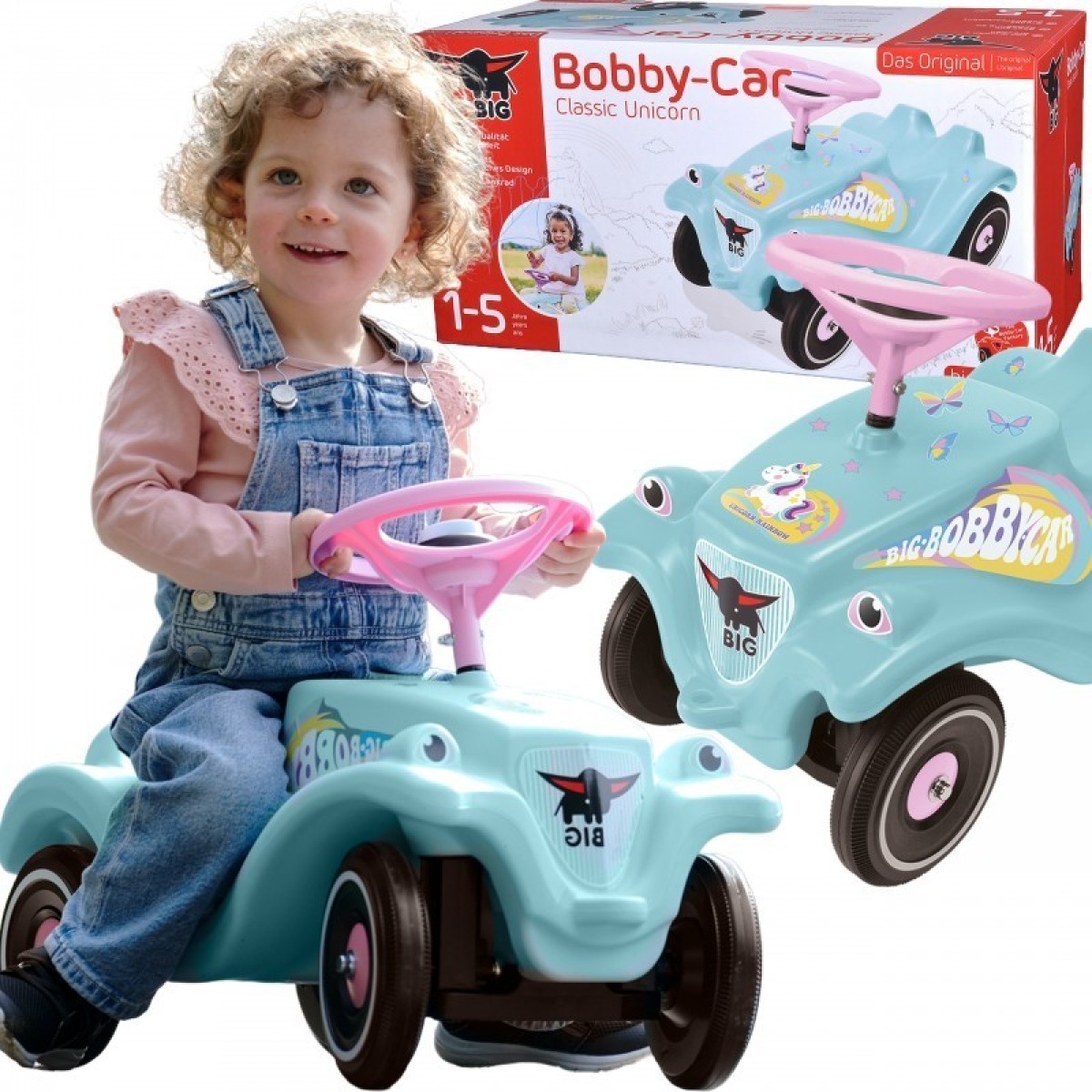 BIG Bobby Car Classic Unicorn braucamrīks ar skaņas signālu, no 12 mēnešiem