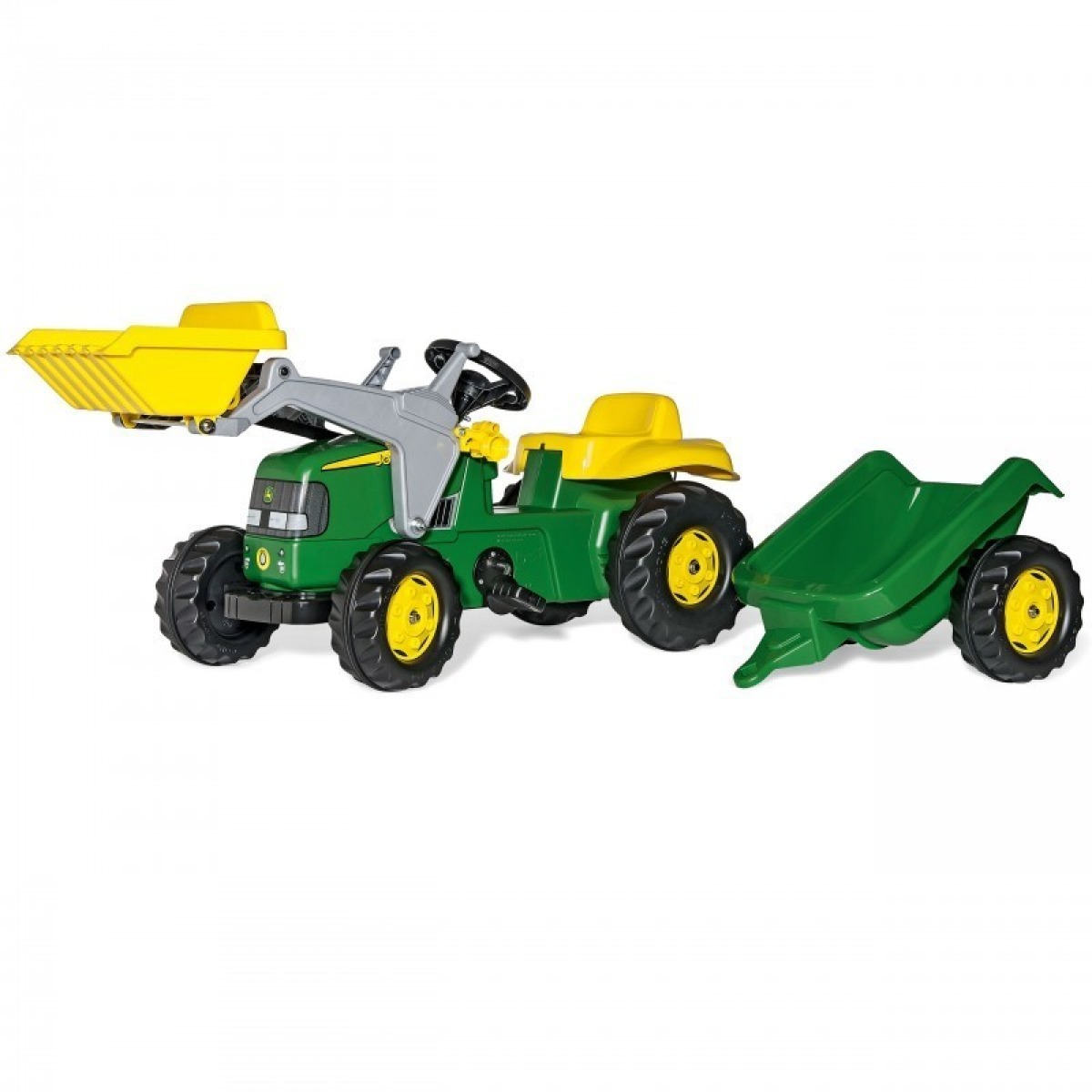 Rolly Toys RollyKid John Deere pedāļu traktors ar kausu un piekabi