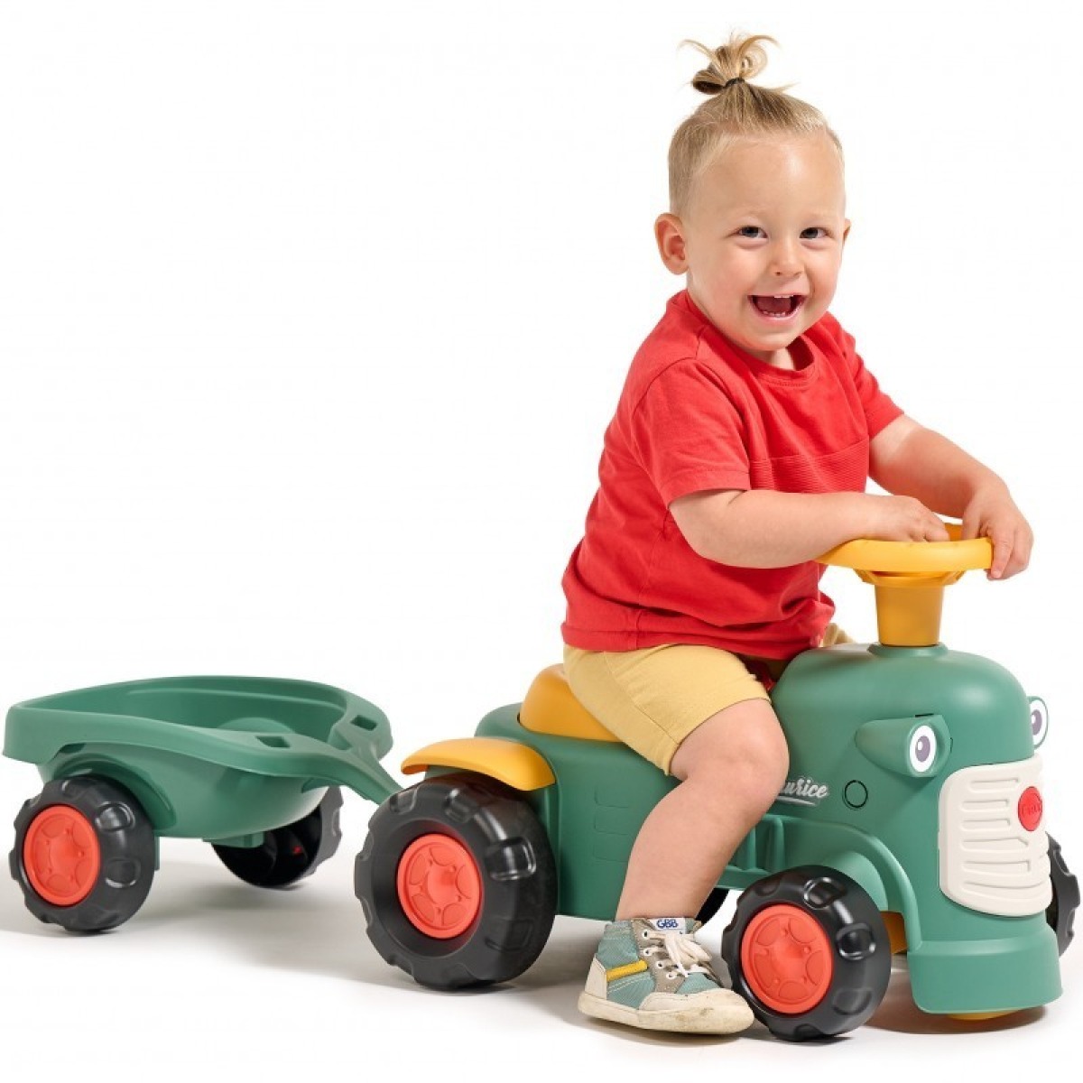 FALK Baby Maurice zaļš retro traktors ar piekabi