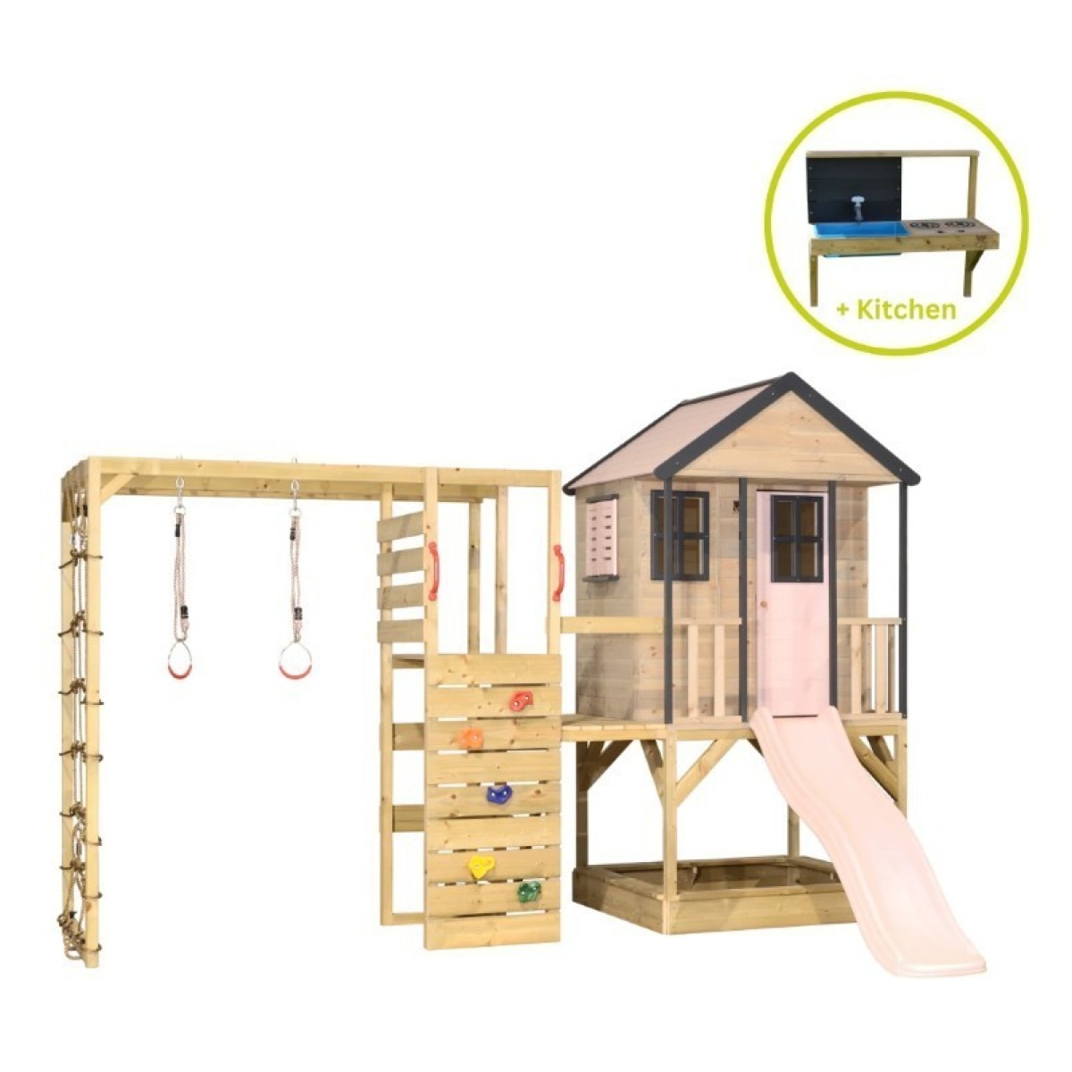 Rotaļu namiņš Playground M48-GK ar platformu, slidkalniņu un r