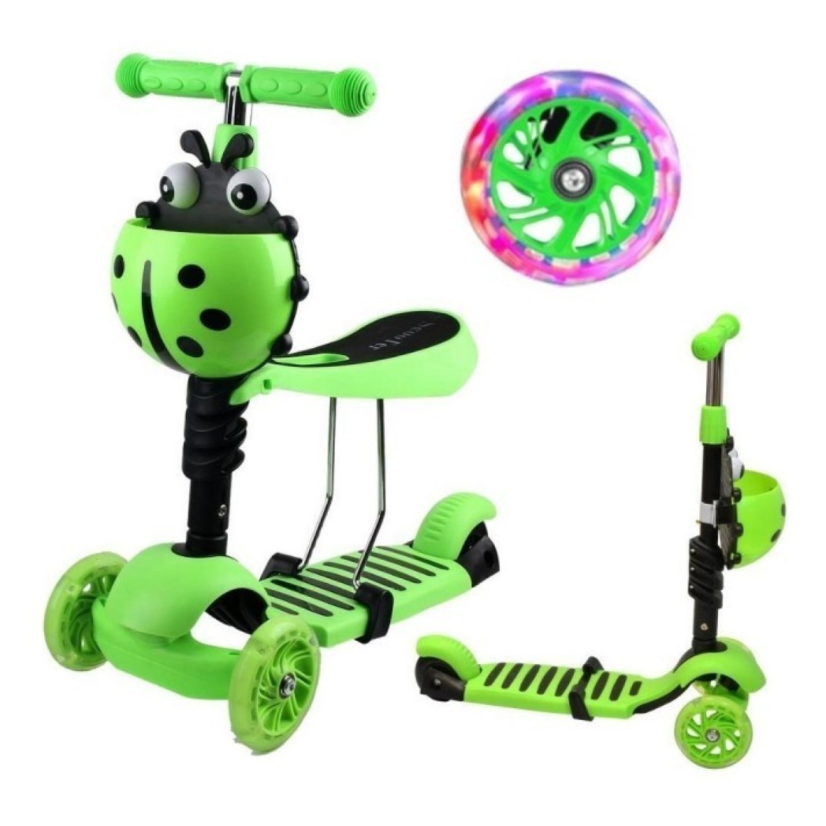 3-in-1 skrejritenis ENERO LADIES’ BUG, zaļš