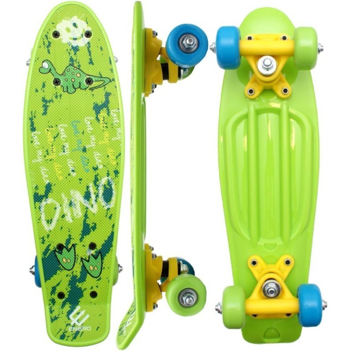 ENERO MINI DINO plastmasas skrituļdēlis, 42 cm, zaļš