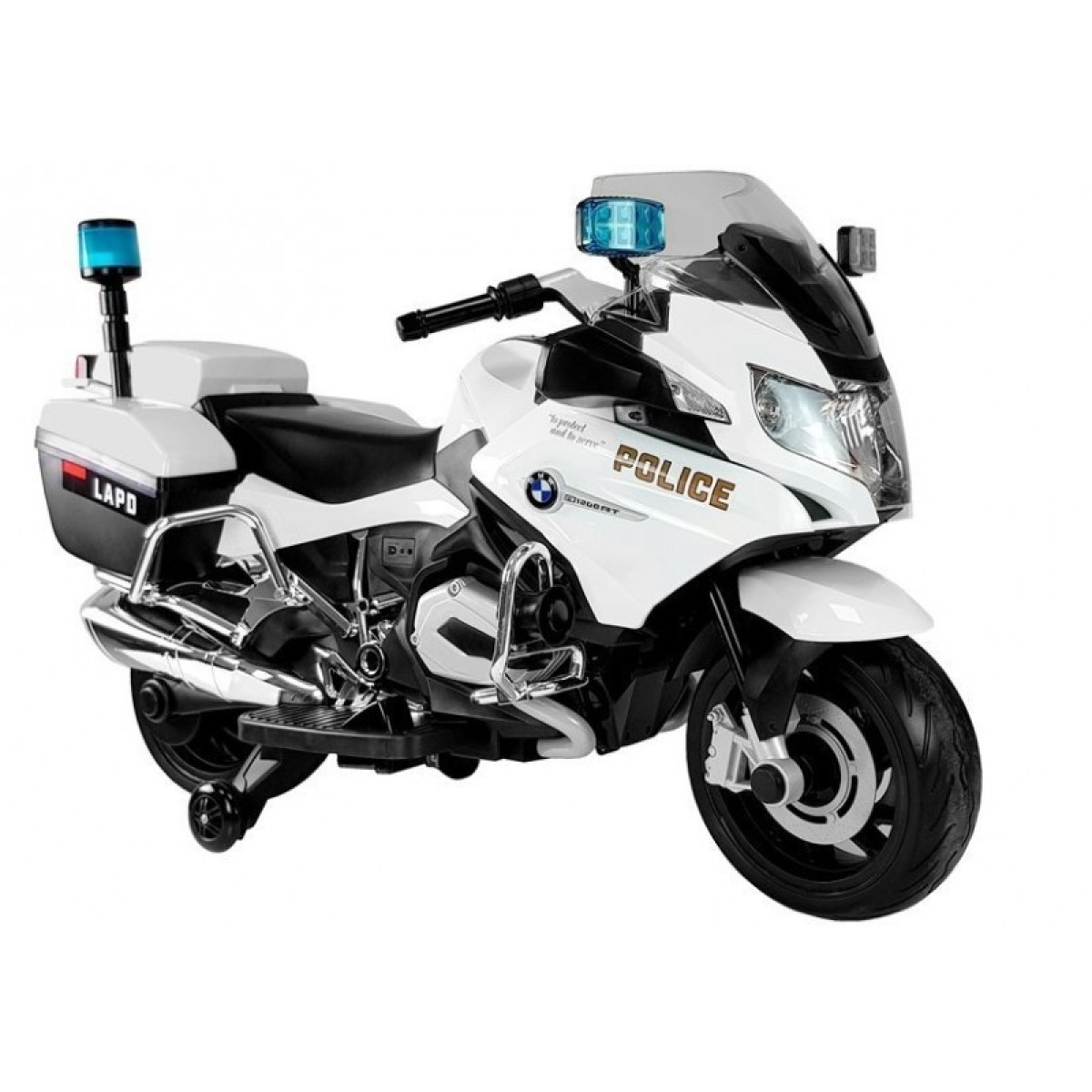 BMW policijas motocikls – balts elektriskais braucamais bērniem
