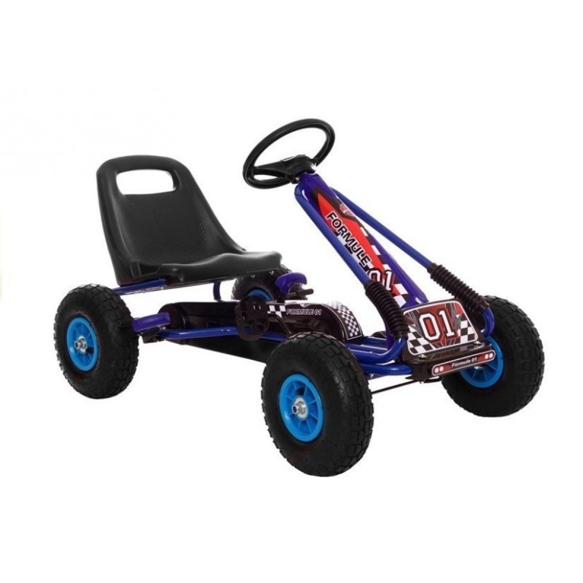 A-15 kartings ar zilu krāsu un pumpējamām riepām