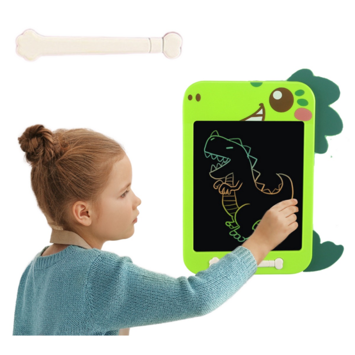 LCD zīmēšanas planšete bērniem — zaļš dinozaurs