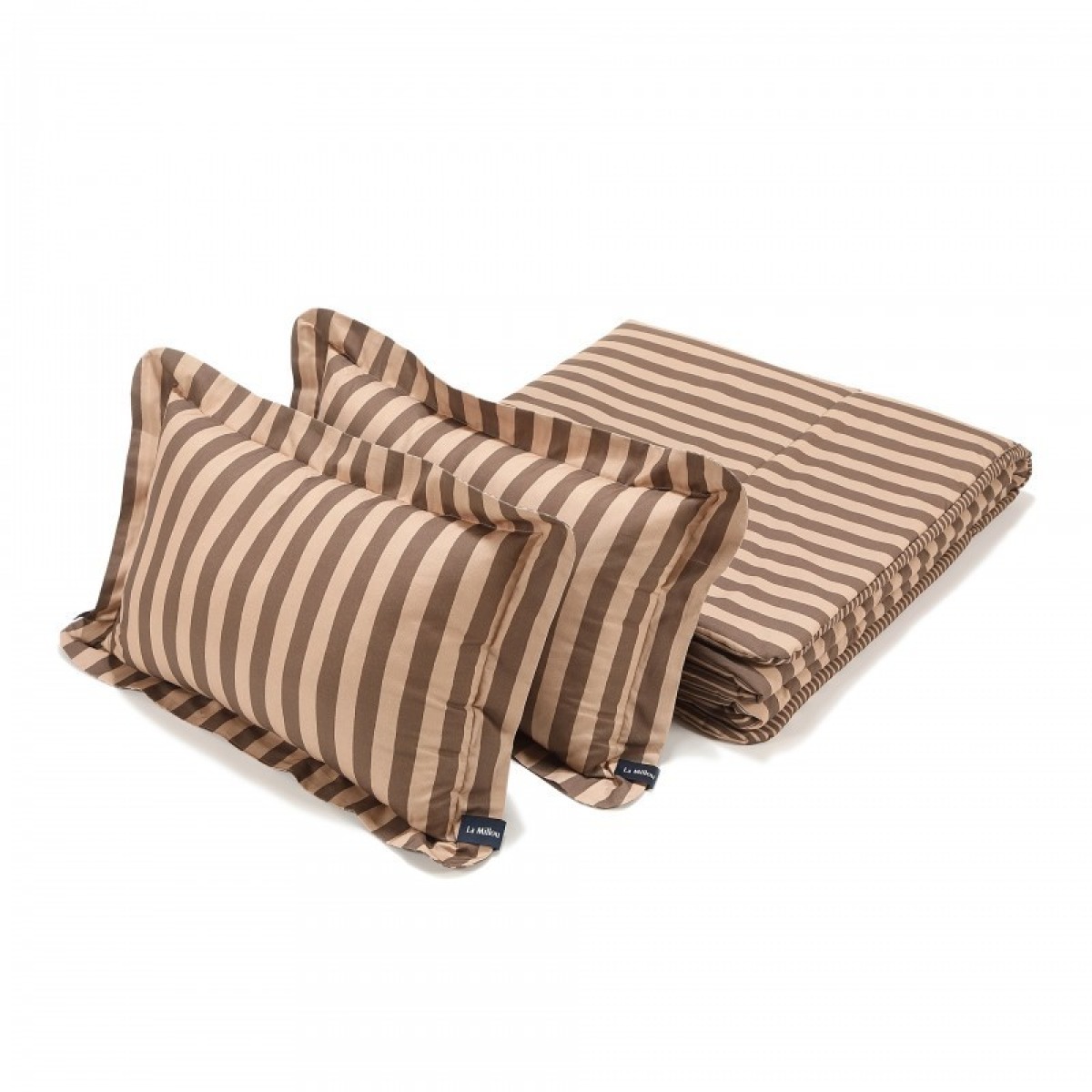 Kokvilnas gultas veļas komplekts STRIPES BROWN