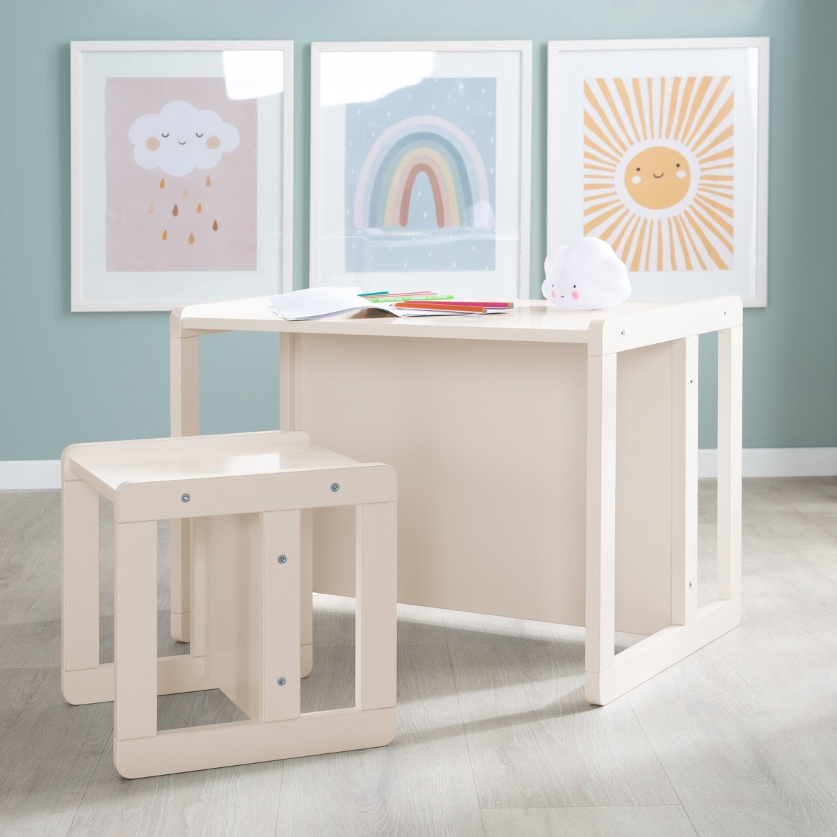 Bērnu 3-in-1 galda un krēsla komplekts — ķeblītis un sols | MIU Kids
